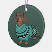 Wiener Dog Kerst Ugly Sweater Dachshund Huisdier  Keramisch Ornament (Links)