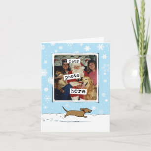 Wiener Dog Kerstmis Cute Dachshund Your Photo Feestdagen Kaart