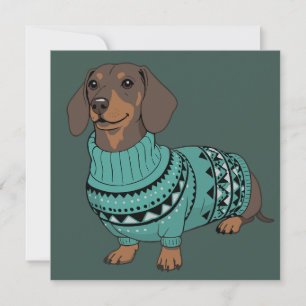 Wiener Dog Kerstmis Horrortrui Dachshund Huisdier  Feestdagenkaart