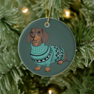 Wiener Dog Kerstmis Horrortrui Dachshund Huisdier  Keramisch Ornament