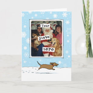 Wiener Dog Kerstmis Jouw foto Schattige Dachsh Feestdagen Kaart