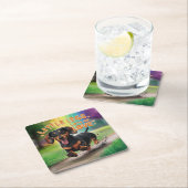 Wiener Dog Little Legs Veel liefde Kartonnen Onderzetters (Insitu)