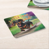 Wiener Dog Little Legs Veel liefde Kartonnen Onderzetters (Schuin)