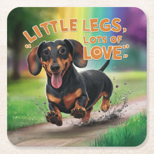 Wiener Dog Little Legs Veel liefde Kartonnen Onderzetters