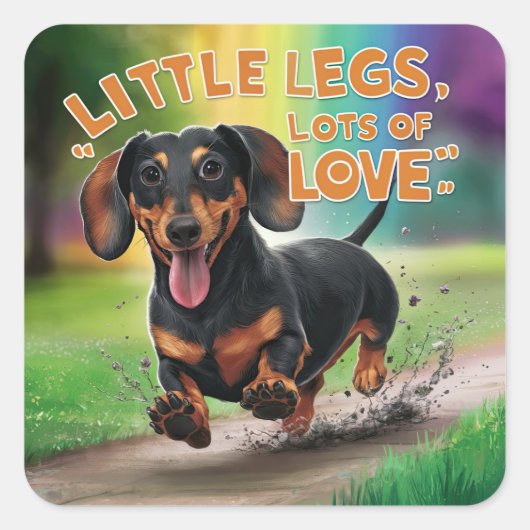 Wiener Dog Little Legs Veel liefde Vierkante Sticker (Voorkant)