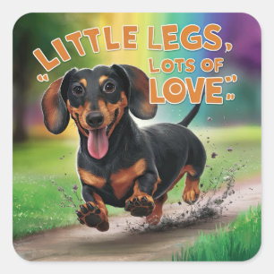 Wiener Dog Little Legs Veel liefde Vierkante Sticker