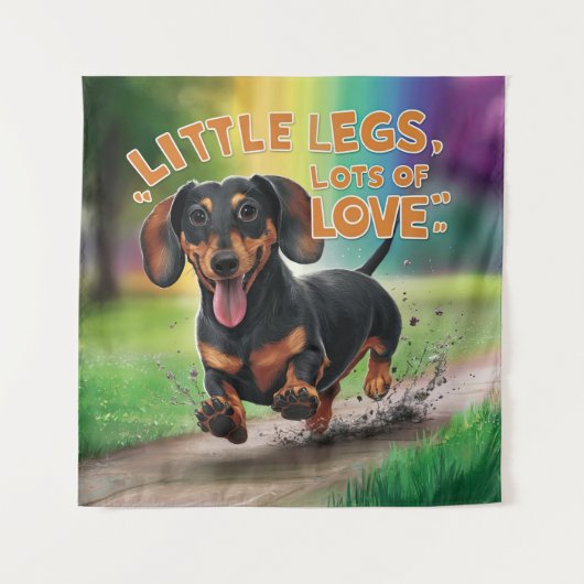 Wiener Dog Little Legs Veel liefde Wandkleed (Voorkant)