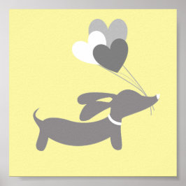 Wiener Dog Nursery Kunst Geel Geslacht Neutraal Ho Poster