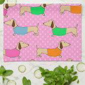 Wiener Dog Polka Dot Baker Theedoek (Gevouwen)