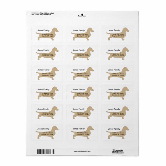 Wiener Dog Retouradreslabel Etiket (Full Sheet)