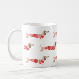 Wiener Dog Rode Kersttrui Patroon Vakantie Koffiemok
