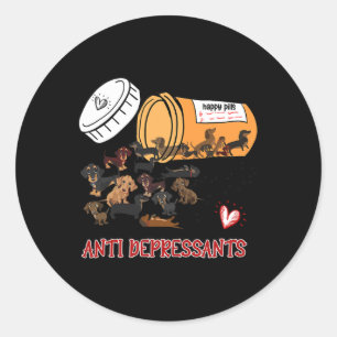 Wiener Dog Sause Puppy Lover Antidepressiva Dac Ronde Sticker