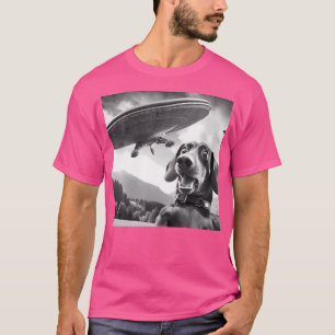 Wiener Dog Selfie met UFO's - Funny Flying Alien D T-shirt