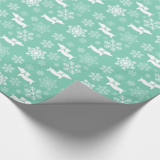 Wiener Dog Snowflake kerstpapier Cadeaupapier (Hoek)