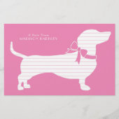 Wiener Dog Stationery Teckel Puppy Roze Briefpapier (Voorkant)