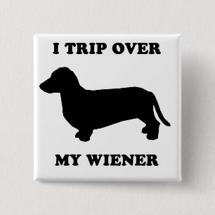 WIENER DOG T - SHIRTS - "Ik reis over mijn vrouw" Vierkante Button 5,1 Cm