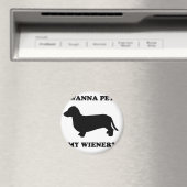 WIENER DOG T - SHIRTS - "Wil je mijn wiener aaien? Magneet (Insitu (Vaatwasser))