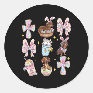 Wiener Dog Teckel Coquette Bow Christelijk Doxie Ronde Sticker