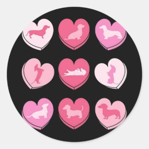 Wiener Dog Teckel Harten Snoep Valentijnsdag D Ronde Sticker