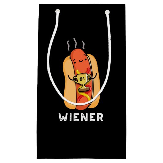 Wiener Funny Sause Pun Dark BG Klein Cadeauzakje (Voorkant)