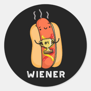Wiener Funny Sause Pun Dark BG Ronde Sticker
