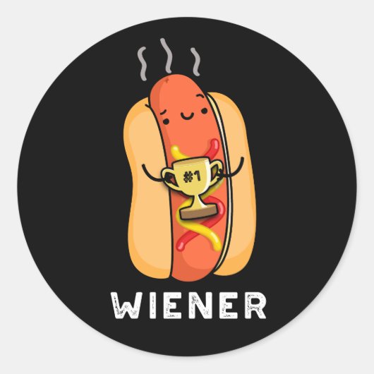 Wiener Funny Sause Pun Dark BG Ronde Sticker (Voorkant)