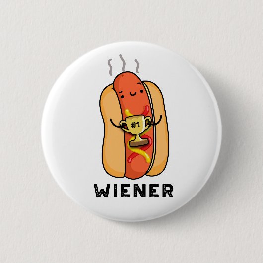 Wiener Funny Sause Pun Ronde Button 5,7 Cm (Voorkant)