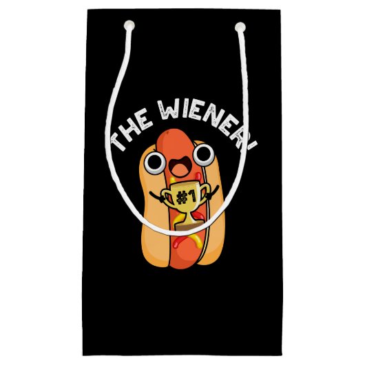 Wiener Funny Winner Hot Dog Pun Dark BG Klein Cadeauzakje (Voorkant)