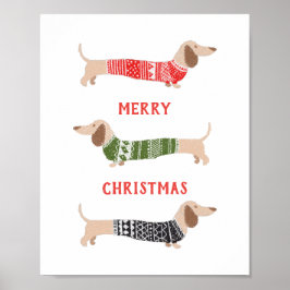 Wiener Honden Dachshund Prettig Kerst Trui Poster