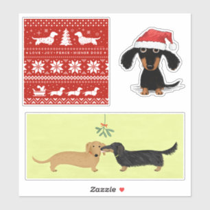Wiener Honden Kerstmis Stickers voor Dachshund H
