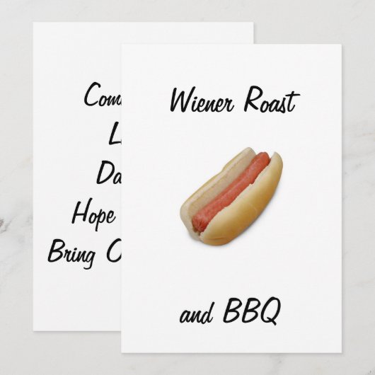 WIENER ROAST/BBQ-INVITATIE KAART (Voorkant / Achterkant)