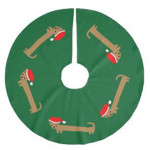 Wiener Wearing Santa Hat Cute Pattern Green Kerstboom Rok