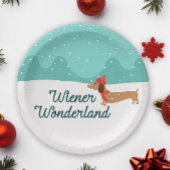 Wiener Wonderland Dachshund Kerstfeest Borden Papieren Bordje