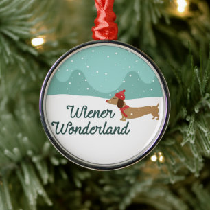 Wiener Wonderland Doxie-Ornament voor kerstbomen Metalen Ornament