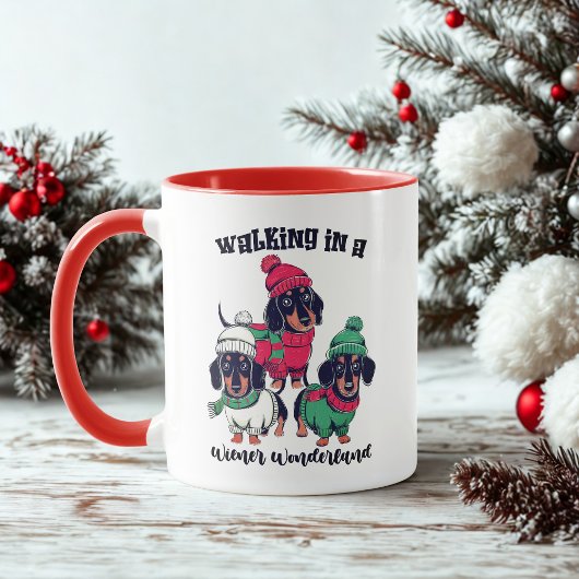 Wiener Wonderland Teckel Doxie Kerstkoffie Mok