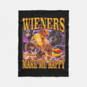 Wieners Make Me Happy Funny Dachshund Dog Lover  Fleece Deken (Voorkant)