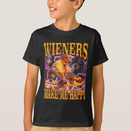Wieners Make Me Happy Funny Dachshund Dog Lover  T-shirt (Voorkant)