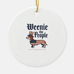 Wienie de Mens Patriottische Dachshund T-shirt_1 Keramisch Ornament