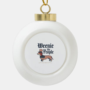 Wienie de Mens Patriottische Dachshund T-shirt_1 Keramische Bal Ornament