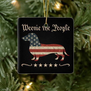 Wienie The People Dachshund 4 juli Keramisch Ornament