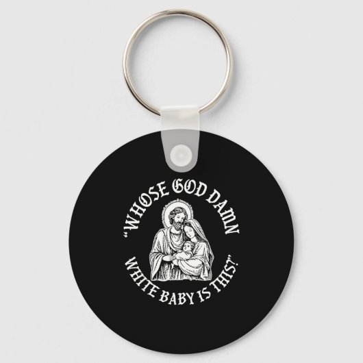 Wiens God Wit Baby Is Dit Grappige Kerstmis Sleutelhanger (Voorkant)