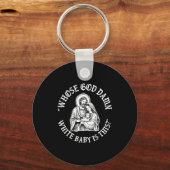 Wiens God Wit Baby Is Dit Grappige Kerstmis Sleutelhanger (Voorkant)