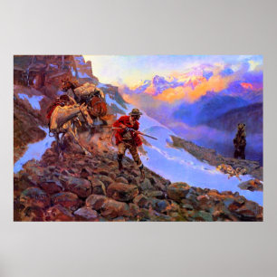 Wiens Man tegen Grizzly Charles Marion Russell Poster