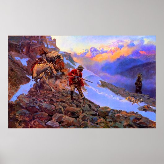 Wiens Man tegen Grizzly Charles Marion Russell Poster (Voorkant)