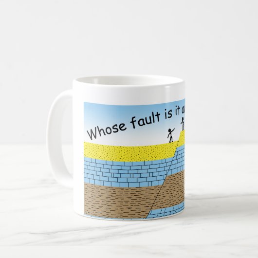 Wiens schuld? koffiemok (Voorkant links)