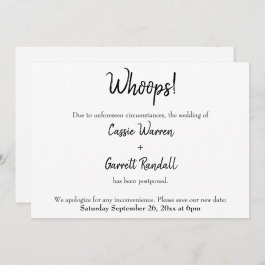 "Wieps!" Uitgestelde aankondiging huwelijk (Voorkant / Achterkant)
