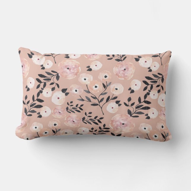 Wier botanisch print blozend roze buitengewoon buitenkussen (Voorkant)