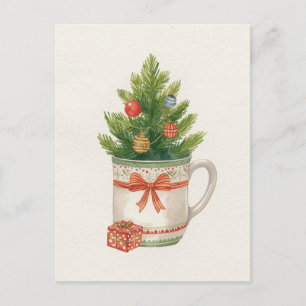 Wier Kerstboom Mok met Waterverf Feestdagenkaart