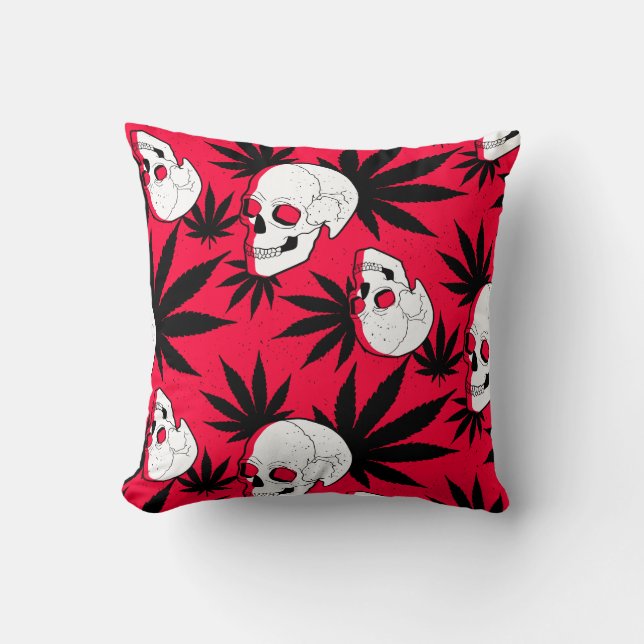 Wierblad Kruid Plant en Schedels op Rood Kussen (Voorkant)