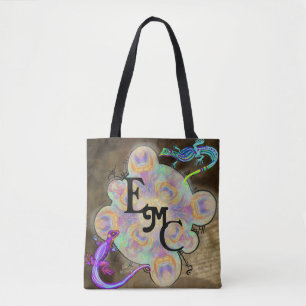 Wierd Lizard Monogram Intials Bag Tote Bag